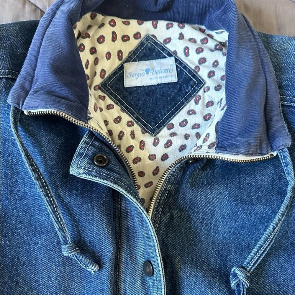 sergio valente • vintage denim jacket quilted jean barn coat 80s 90s y2k - Picture 5 of 11